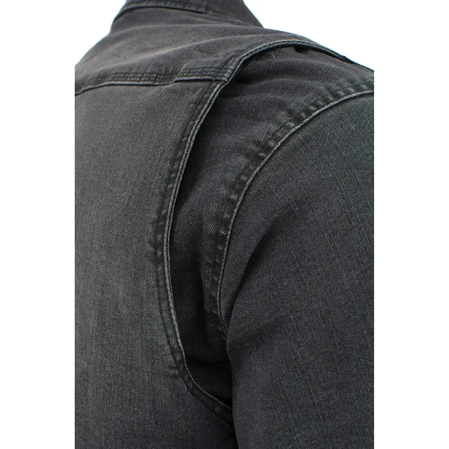 Milwaukee Leather Men's Faded Denim Armored Shirt Jacket