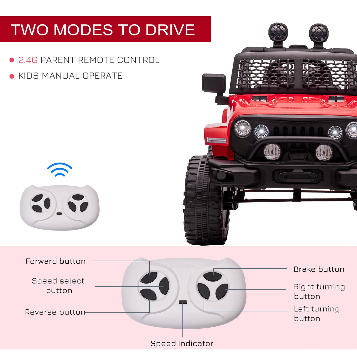 12V Battery Powered Kids Ride On Car Off Road Truck Toy w/ Parent Remote, Black