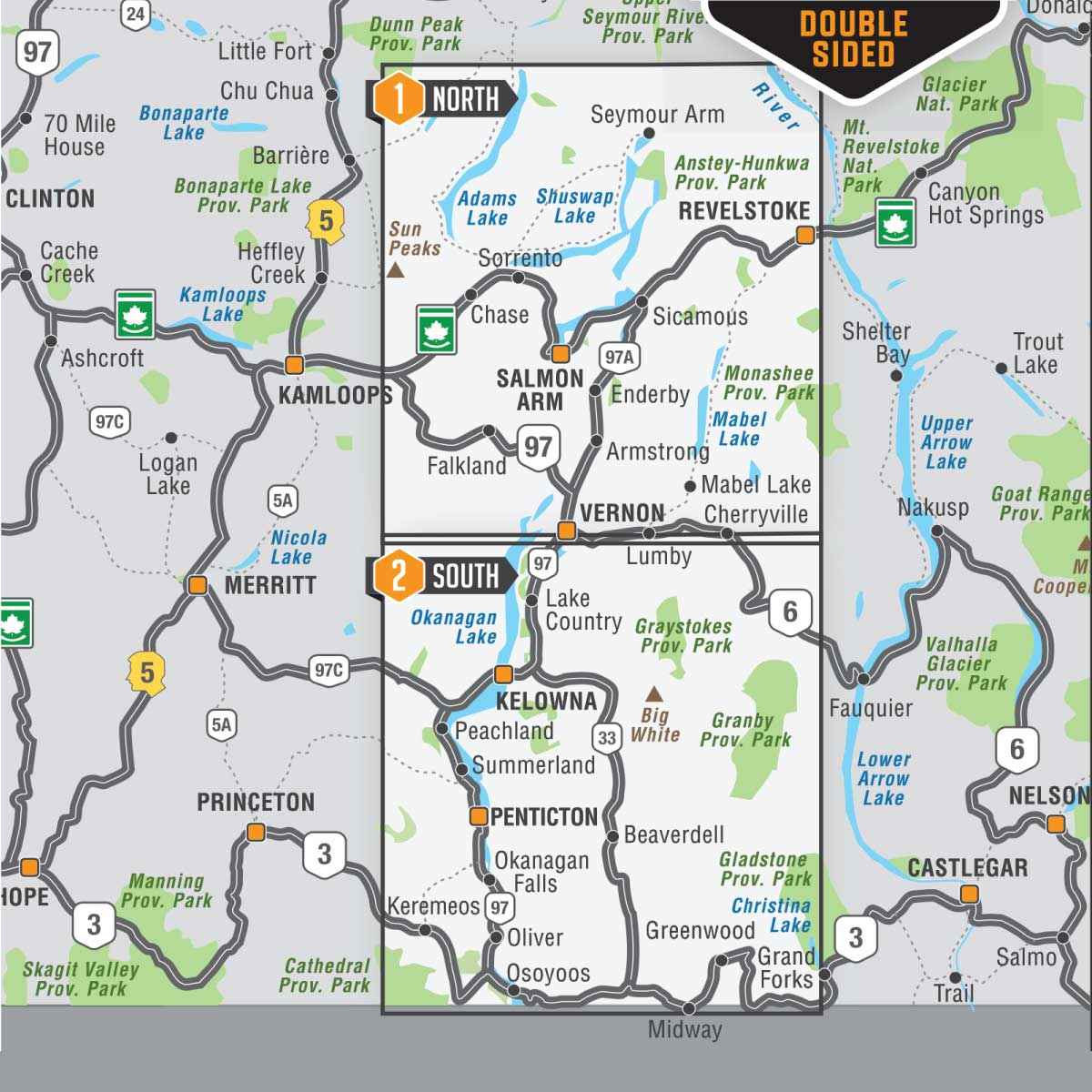 Okanagan Valley & Shuswap BC - Recreation Map