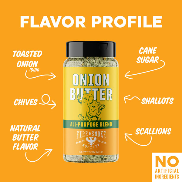 Fire & Smoke Society Onion Butter All Purpose Seasoning Blend, BBQ Rub, 9.2 oz