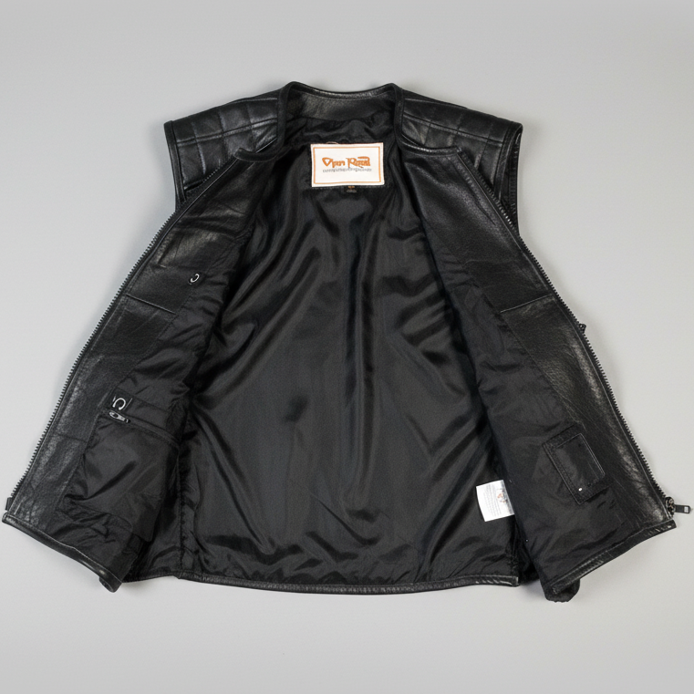 Open Road Men's Zip-Up Tactical Leather Vest