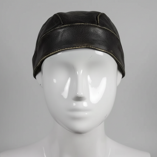 Open Road Rub Off Brown Leather Skull Cap