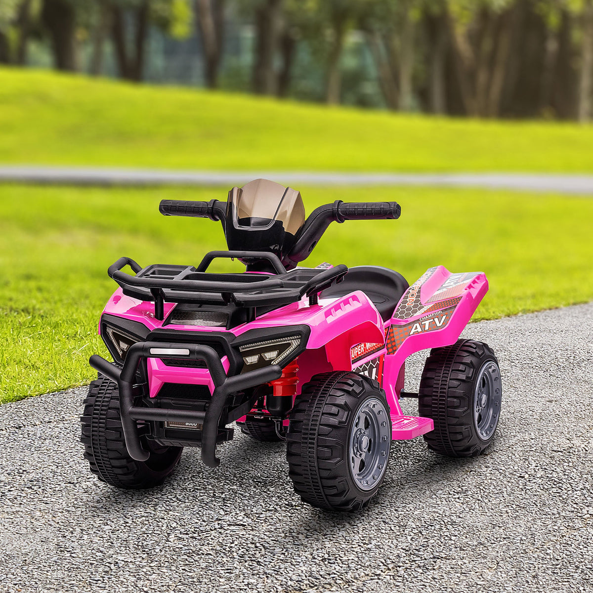 Kids Ride-on ATV Quad Bike Four Wheeler Car with Music, 6V Battery Powered Motorcycle for 18-36 Months, Black
