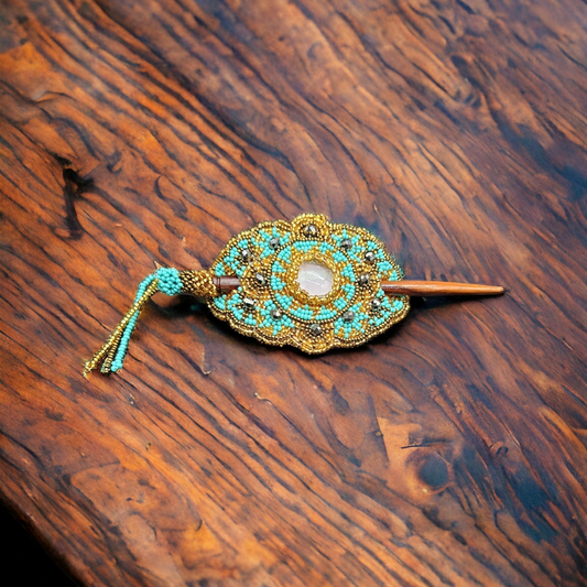 Multicolor Barrette gold W/ turquoise(3)
