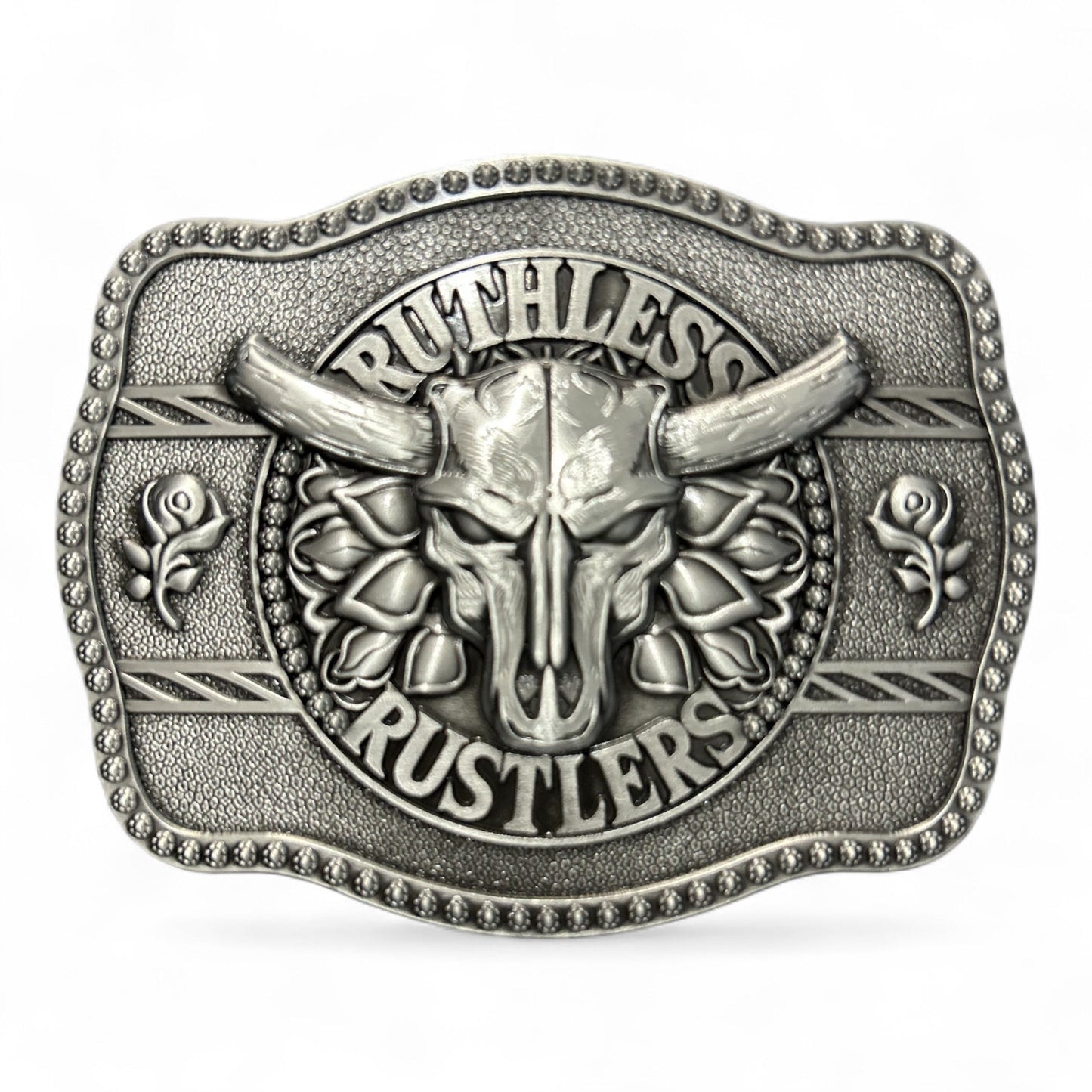 Ruthless Rustlers Wild Rose Belt Buckle | Antique Silver