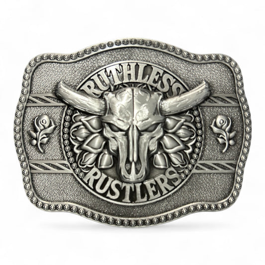 Ruthless Rustlers Wild Rose Belt Buckle | Antique Silver