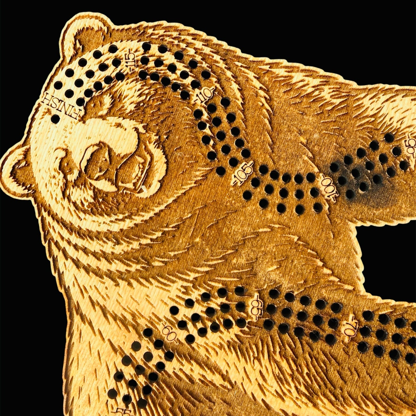 Grizzly Bear Cribbage Board-3 Player Track