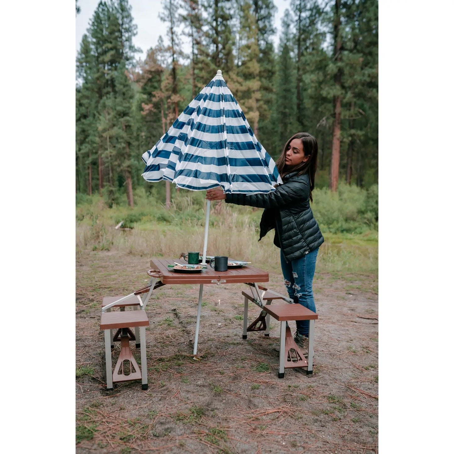 Picnic Table and Umbrella Combo