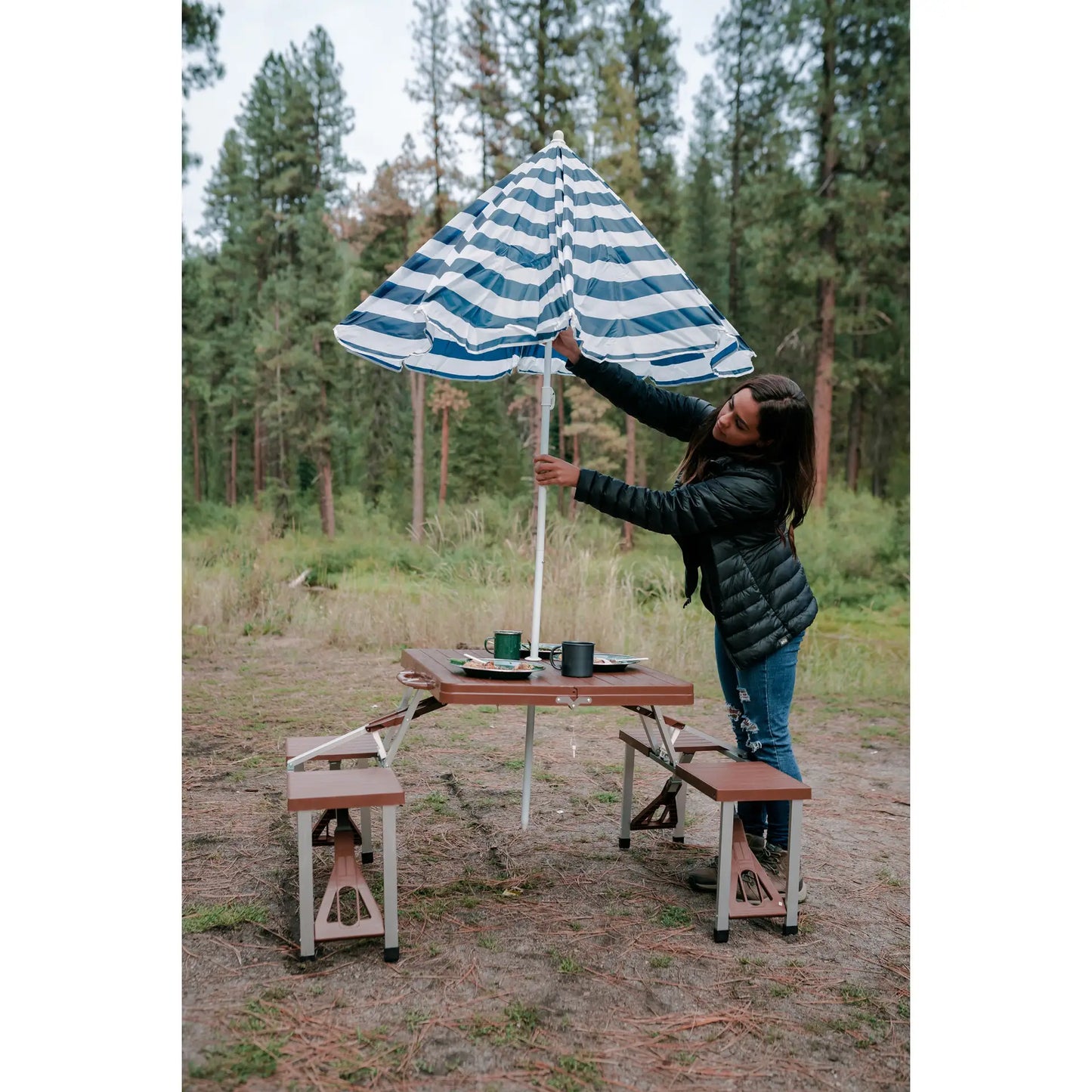 Picnic Table and Umbrella Combo