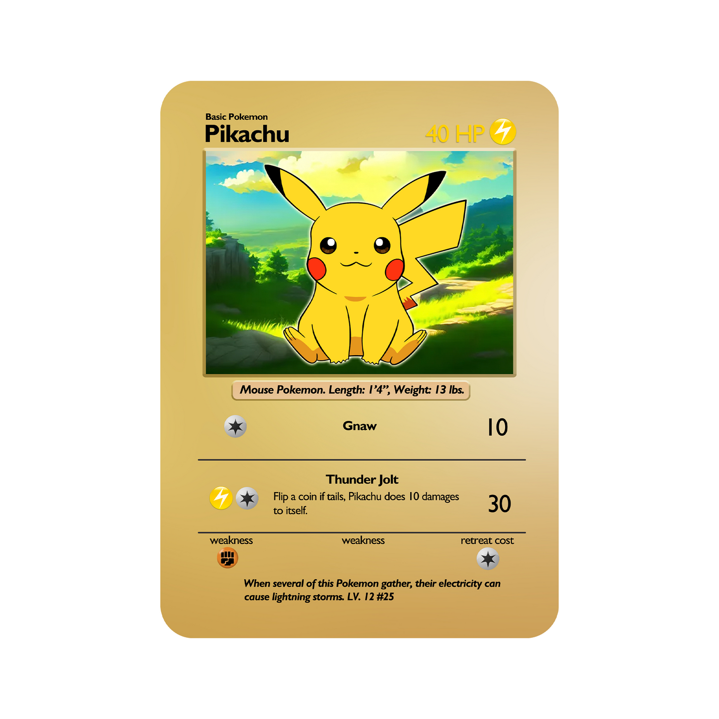 Pikachu Metal Orica Card