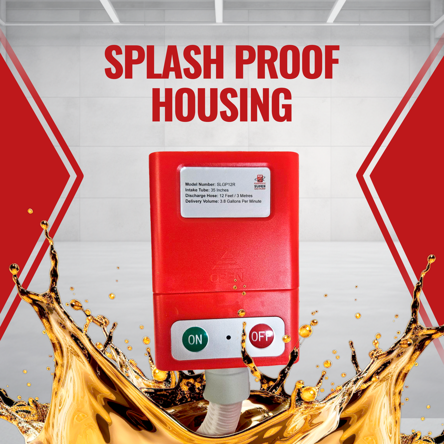 *New* PumpMatic Super Long Gas Pump w/ 12 Ft Hose - 3.8 GPM - Gas, Diesel, Kerosene