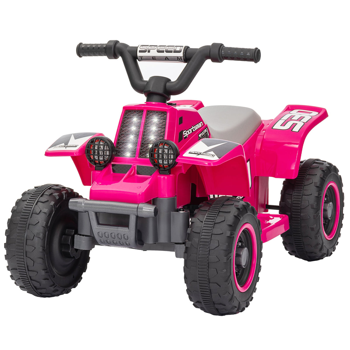 6V Kids ATV Quad, 4 Wheeler Battery Powered Electric Ride on Car w/ Lights, Forward Backward, Black