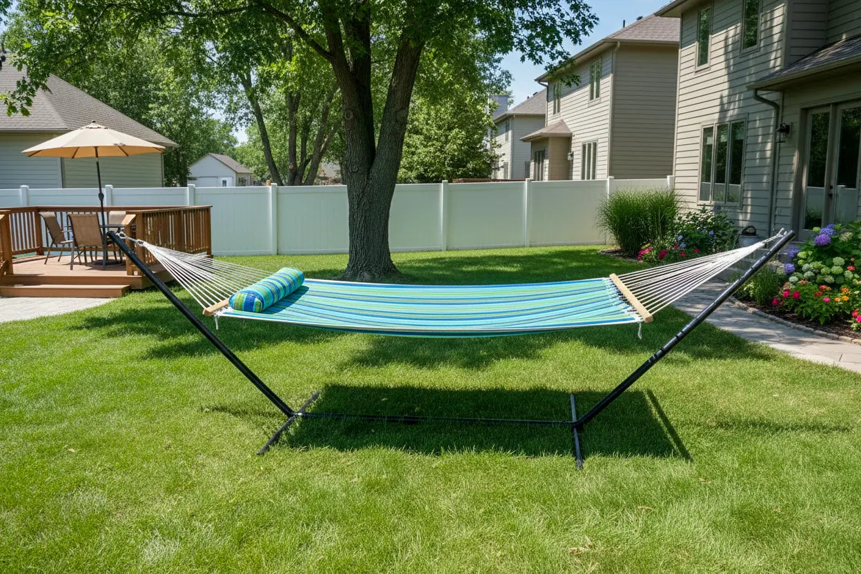 Deluxe Quilted Hammock with 3-Beam Stand