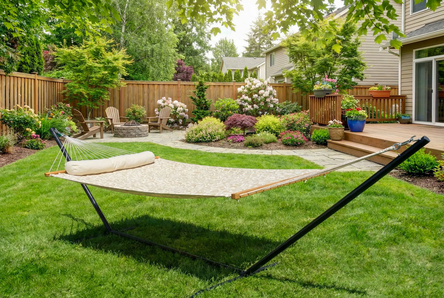 Deluxe Quilted Hammock with 3-Beam Stand