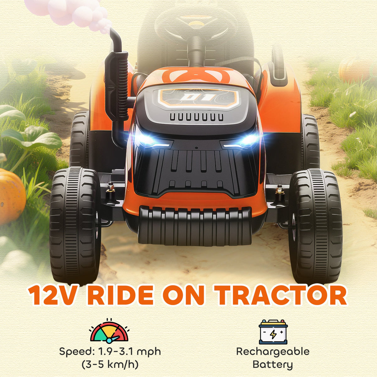 12V Kids Ride On Tractor with Trailor, Remote Control, Music, Lights, Shifter, for Kids Ages 3-8 Years, Blue