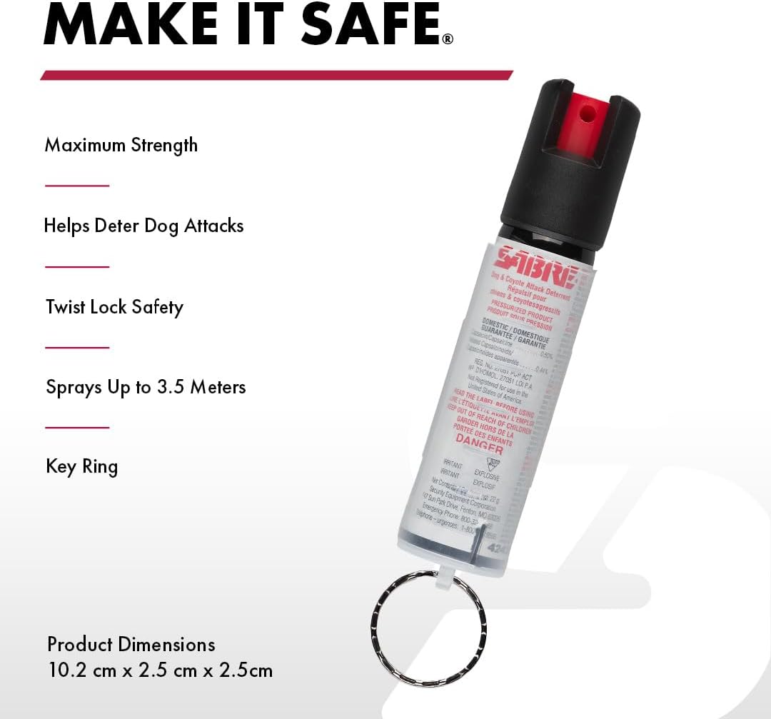 SABRE Dog and Coyote Deterrent Spray 22g Maximum Strength with Key Ring
