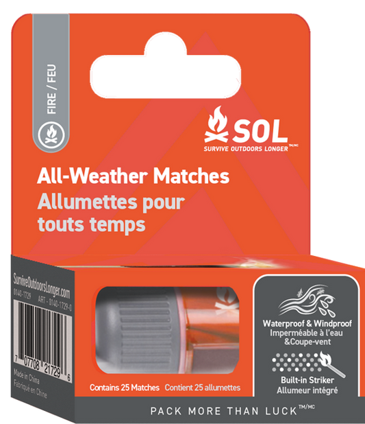 SOL All Weather Matches, 25 count