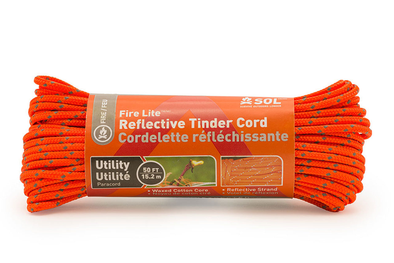 SOL Utility Reflective Tinder Cord, 50 ft