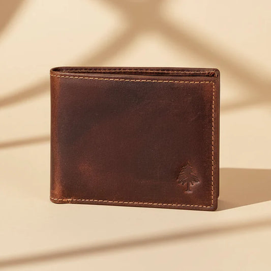 Greenwood Men's Leather Bifold Wallet. Premium RFID Protection Wallet with Flip Compartment