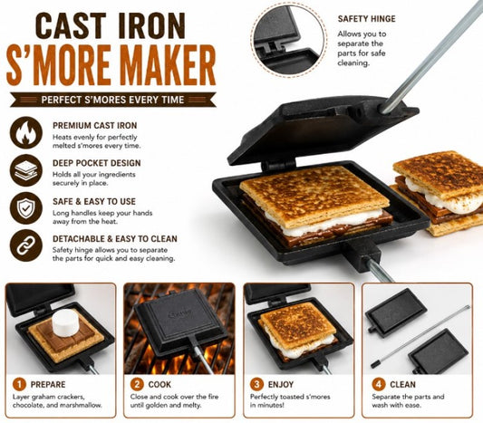 QTime Smore Maker Cast with Wooden Handles 12ct