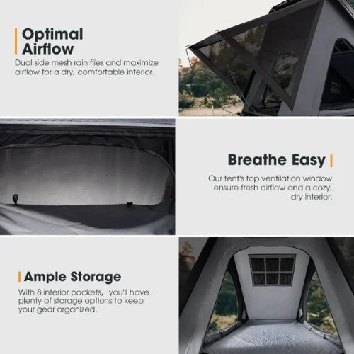 San Hima Hotham Lite Aluminum Rooftop Tent - Lightweight Slim Triangle Tent