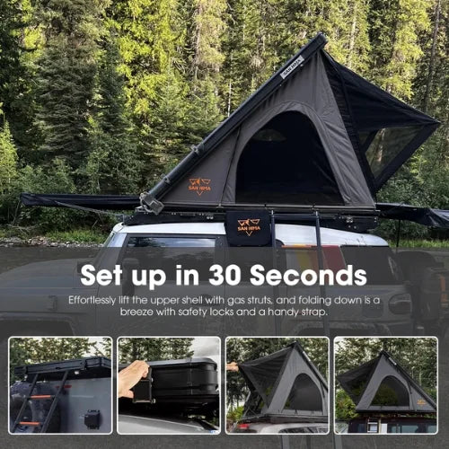 San Hima Hotham Lite Aluminum Rooftop Tent - Lightweight Slim Triangle Tent