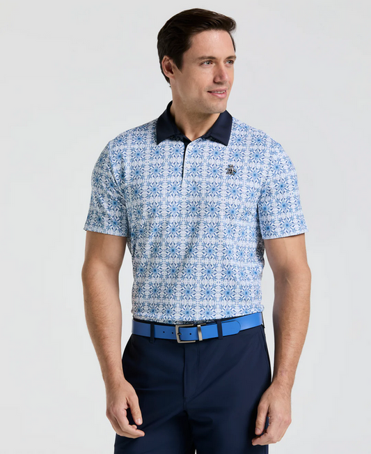 Cocktail Windowpane Print Golf Polo   Style #OGKSF026