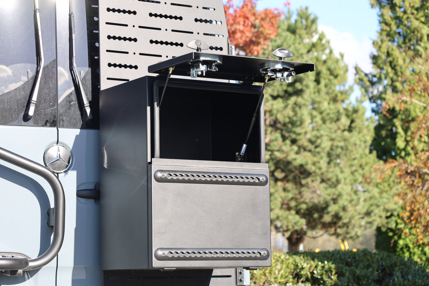 Camper Van Rear Door Aluminum Storage Box | Split Door