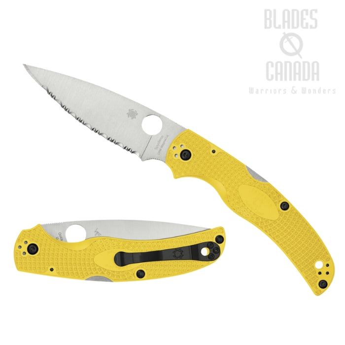 Spyderco Native Chief Lightweight Salt Folding Knife, CPM Magnacut Serrated, FRN Yellow