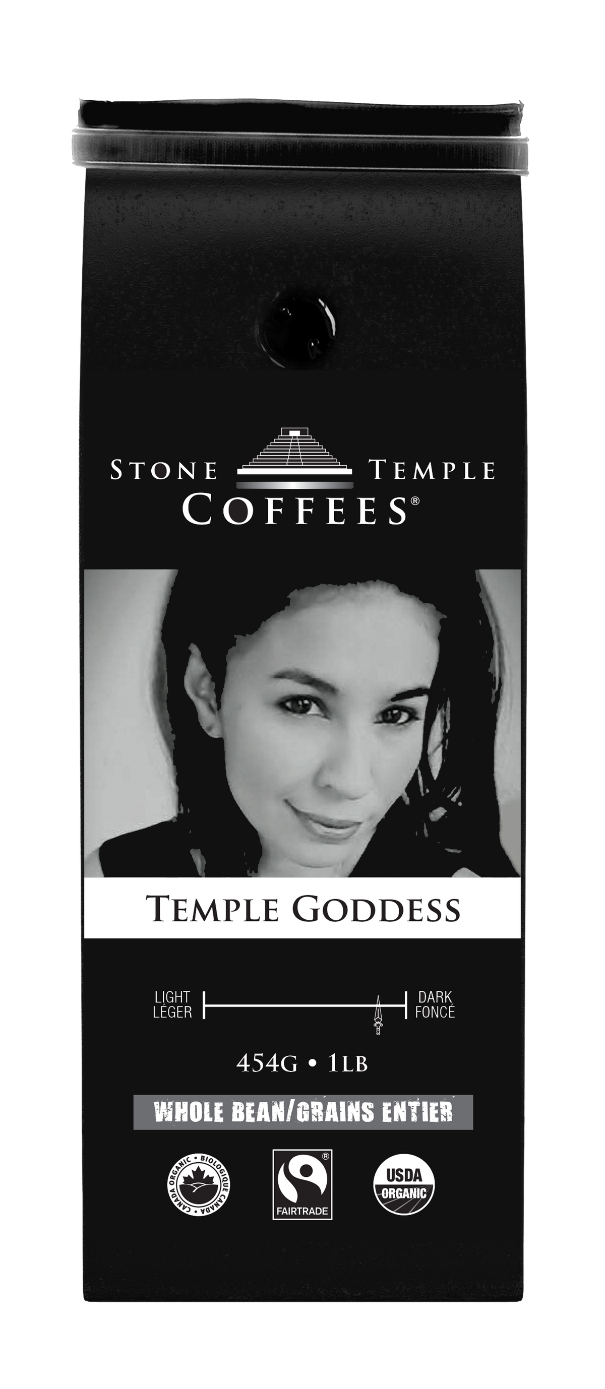 Temple Goddess - Whole Bean, Dark Espresso, Certified Organic OCIA/ Fairtrade Coffee 1lb/ 454g