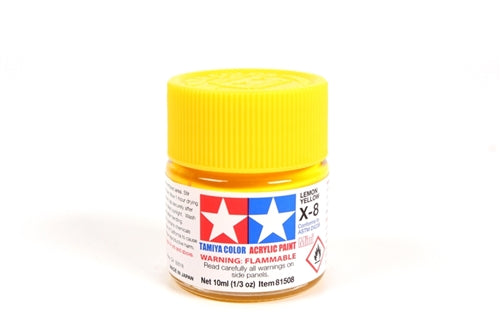 Tamiya Acrylic X-8 Lemon Yellow Mini Bottle 10mL (1/3oz)
