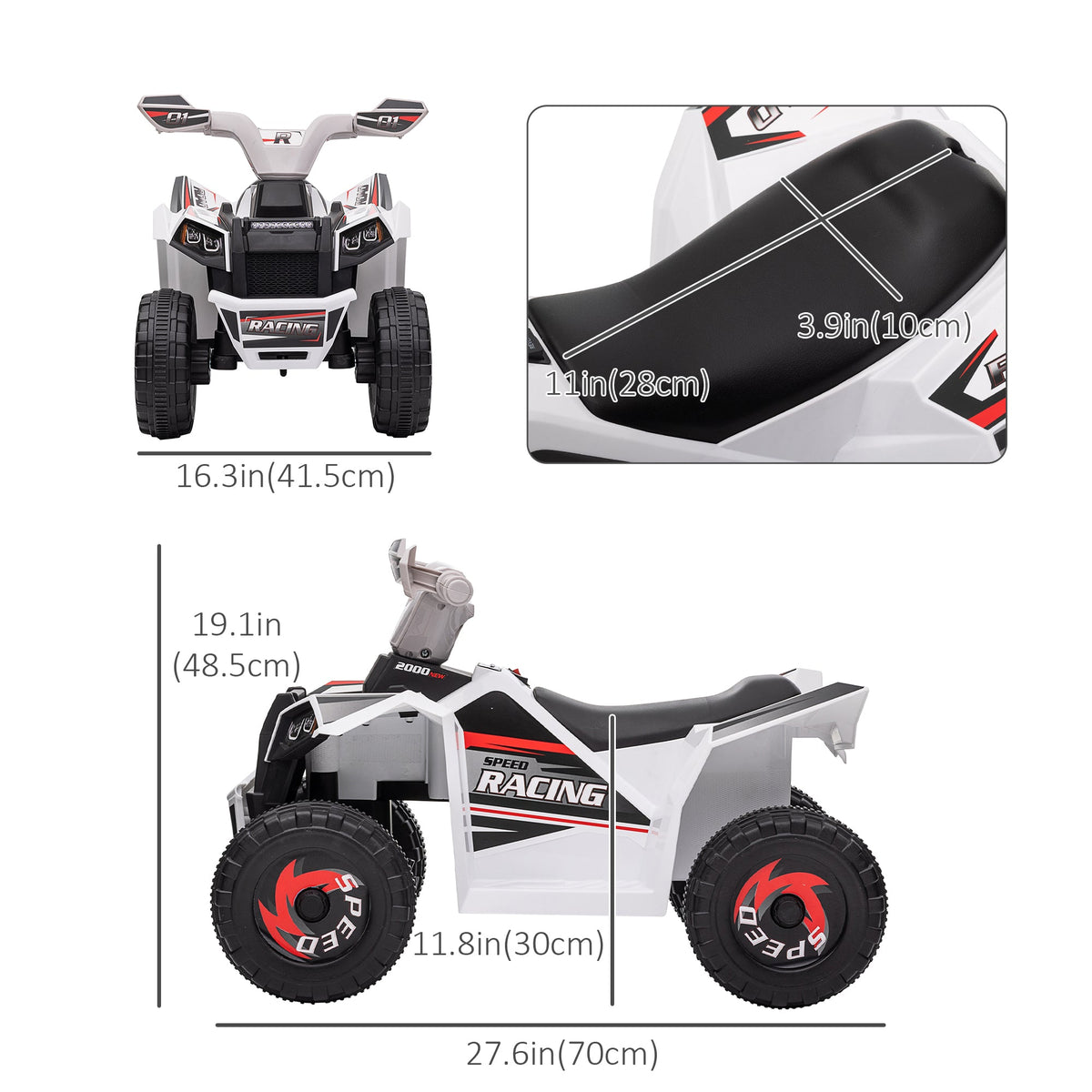 6V Quad Kids Electric Car with Wear-resistant Wheels, for Boys and Girls Aged 18-36 Months, Pink