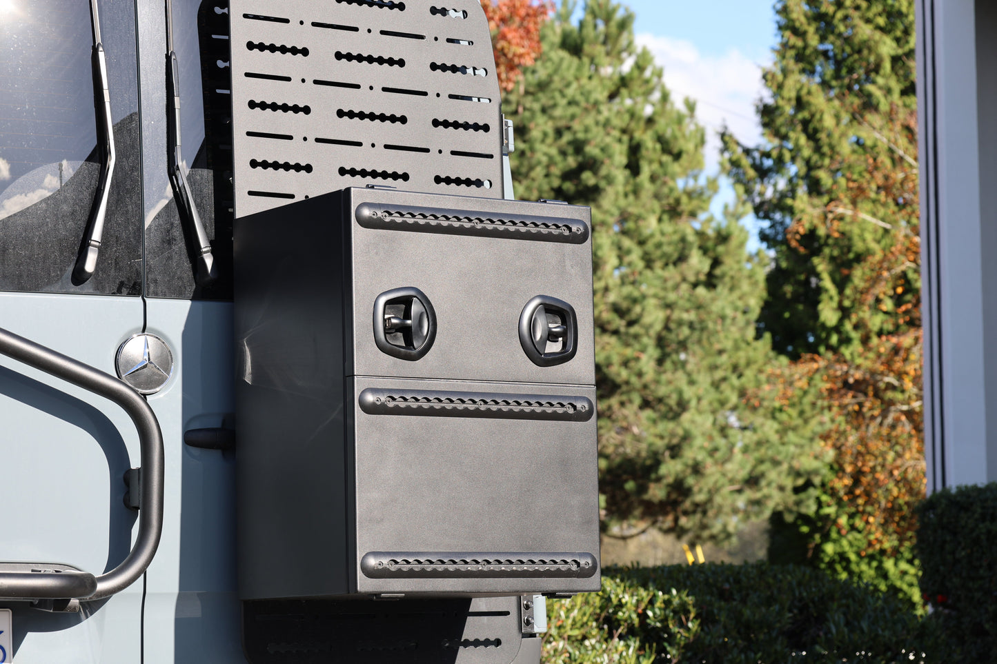 Camper Van Rear Door Aluminum Storage Box | Split Door
