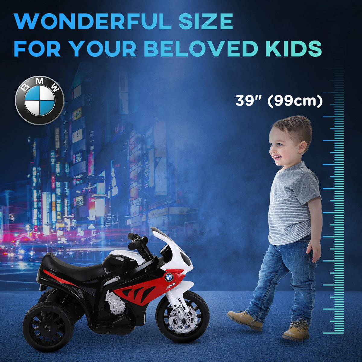 Kids Motorcycle, 6V Battery Powered Toddler Motorcycle with Headlight, Music, 3 Wheels Electric Motorcycle for Kids, Licensed BMW, Gift for Boys & Girls -Black