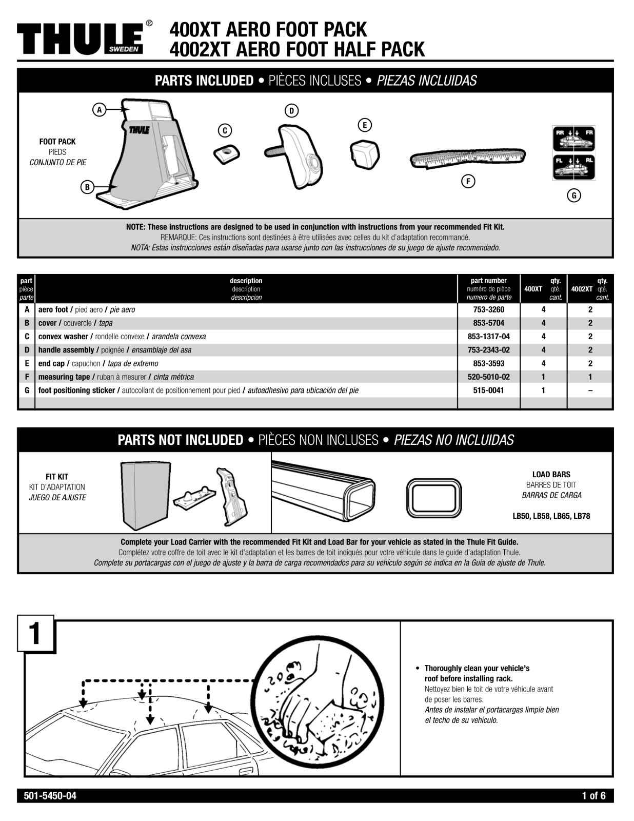 Thule Aero Foot Pack 400 XT