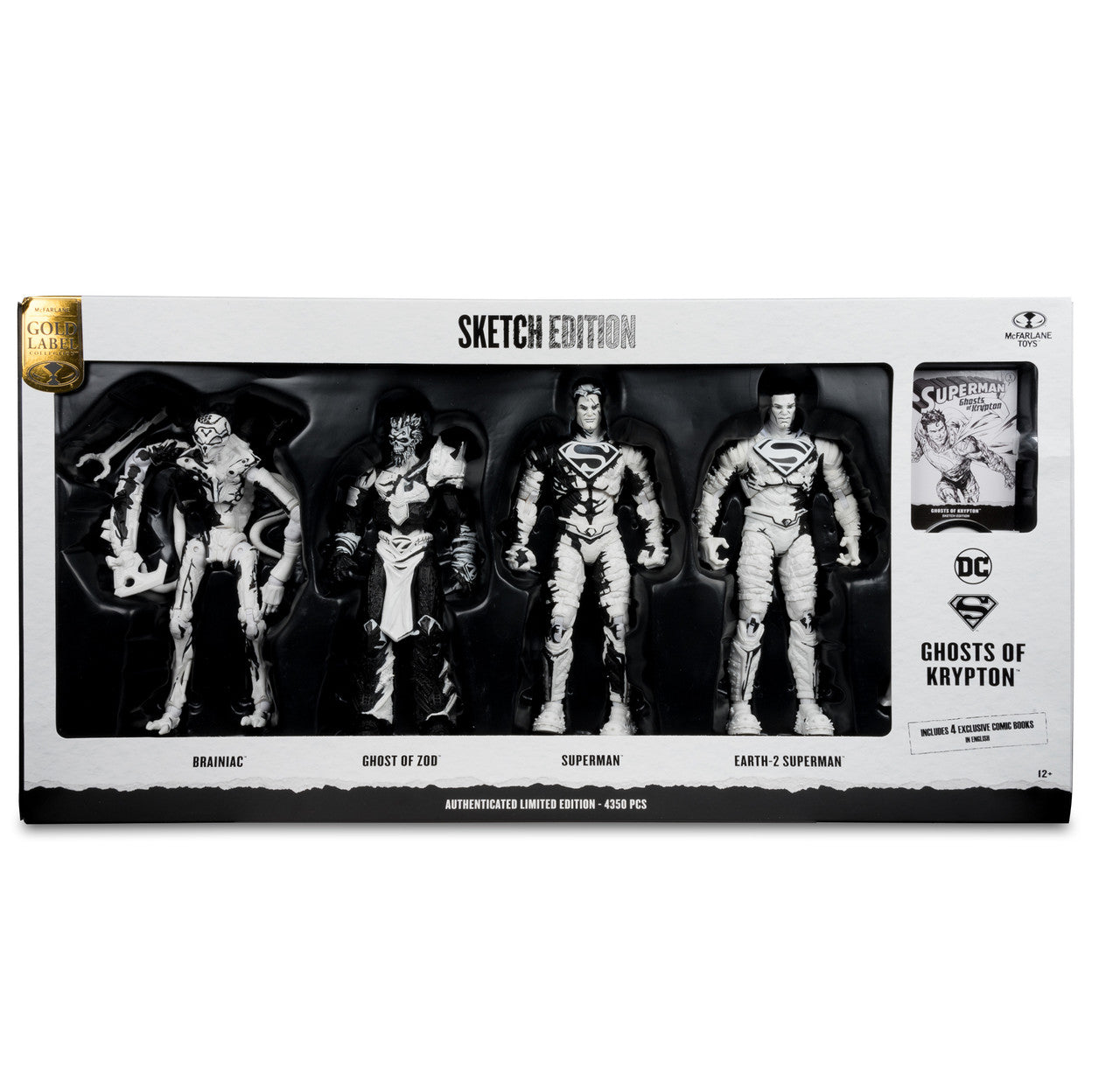 Superman Comics Sketch Edition (Page Punchers: Ghost of Krypton) 7" 4-Pack Gold Label Figure