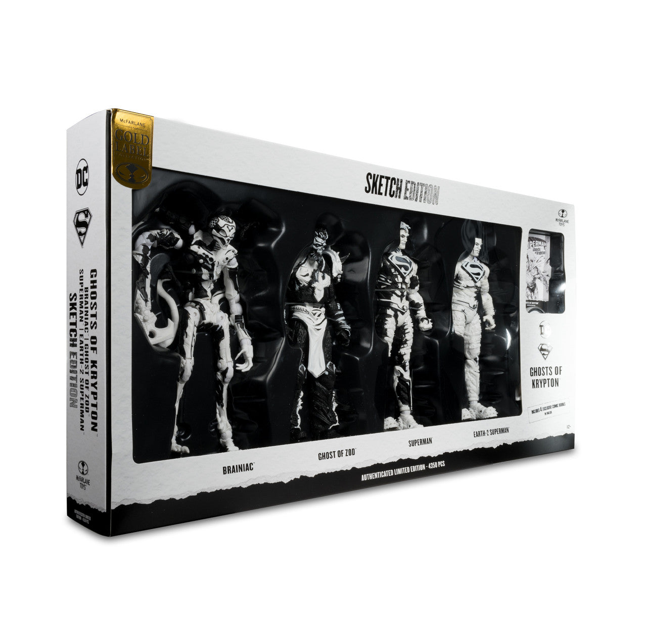Superman Comics Sketch Edition (Page Punchers: Ghost of Krypton) 7" 4-Pack Gold Label Figure