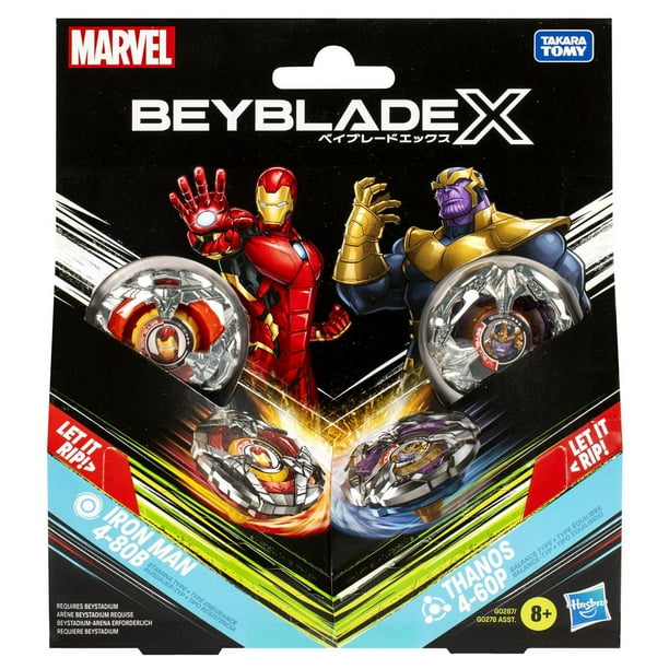 Beyblade X Marvel Collab Iron Man 4-80B vs. Thanos 4-60B Multipack Set - Exclusive
