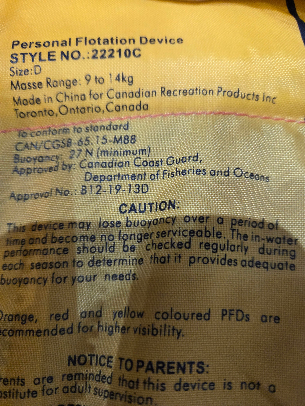 Trekk Marine Toddler Life Jackets 20-30 Pounds | Canadian Coast Guard Approved