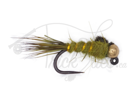 Tungsten Jighead Hare's Ear Olive Barbless