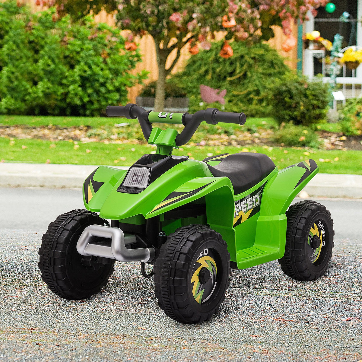 Kids Ride on ATV, 6V Battery Powered Quad Car with Forward, Reverse Switch, for Boys Girls 18-36 Months, Black