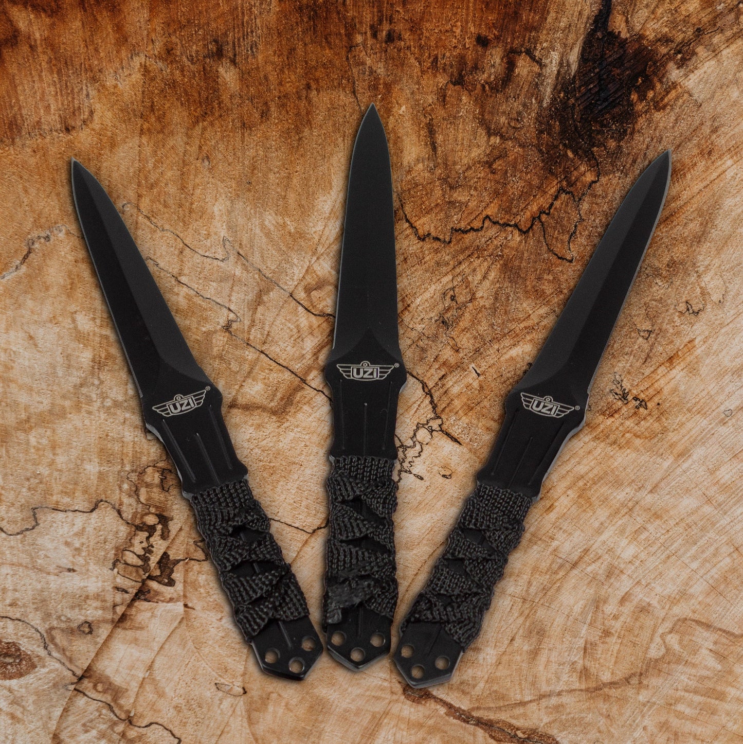 UZI Throwing Knives Fixed Blade Set of 3 - Stainless Steel