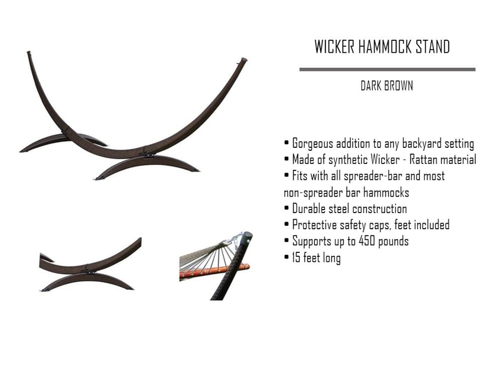 Deluxe Polyester Rope Hammock with Wicker Stand