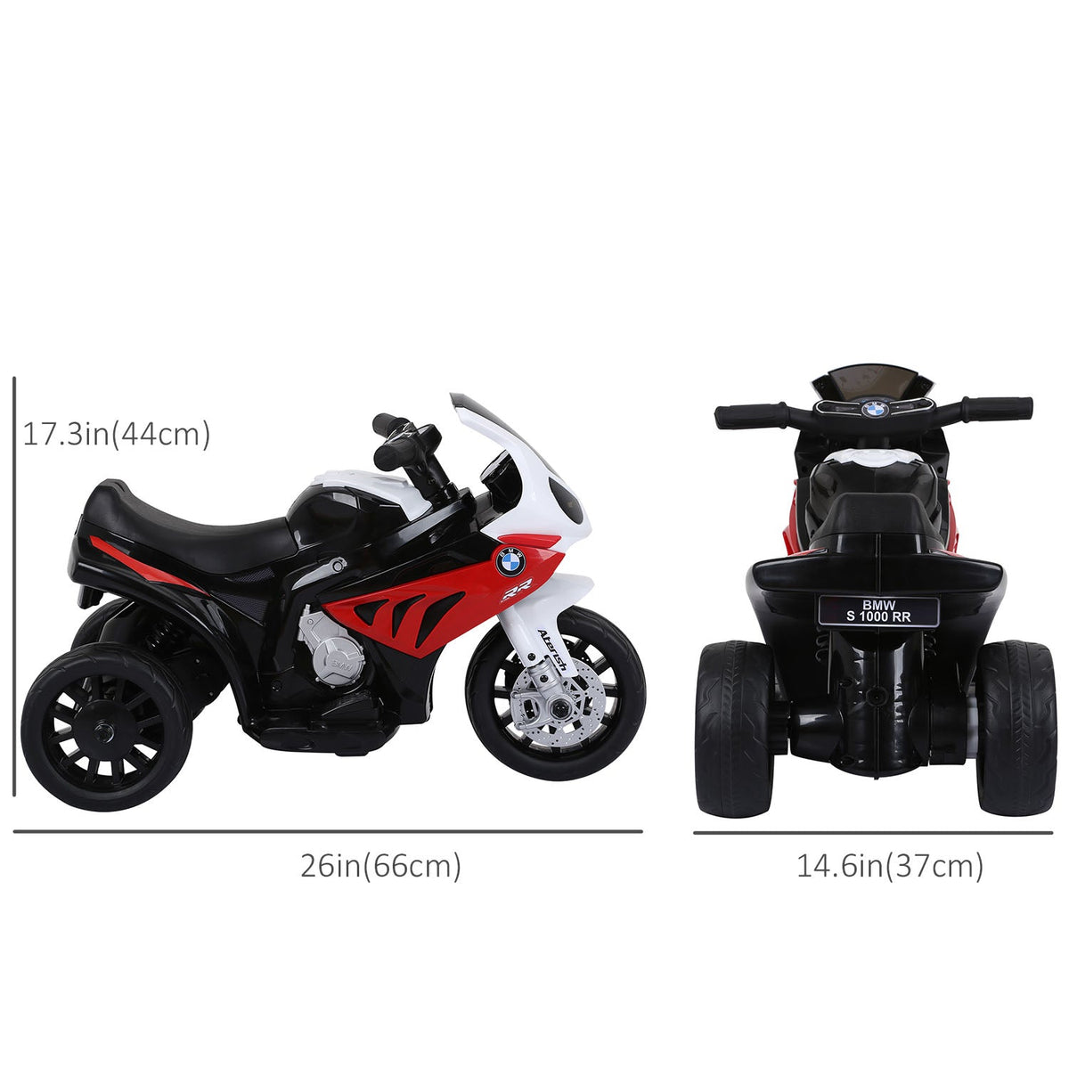 Kids Motorcycle, 6V Battery Powered Toddler Motorcycle with Headlight, Music, 3 Wheels Electric Motorcycle for Kids, Licensed BMW, Gift for Boys & Girls -Black