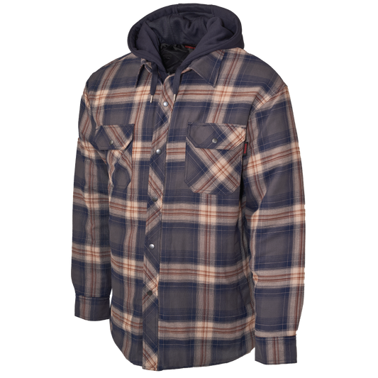 Tough Duck Men's Quilt-Lined Hooded Flannel Jac-Shirt (WS06)
