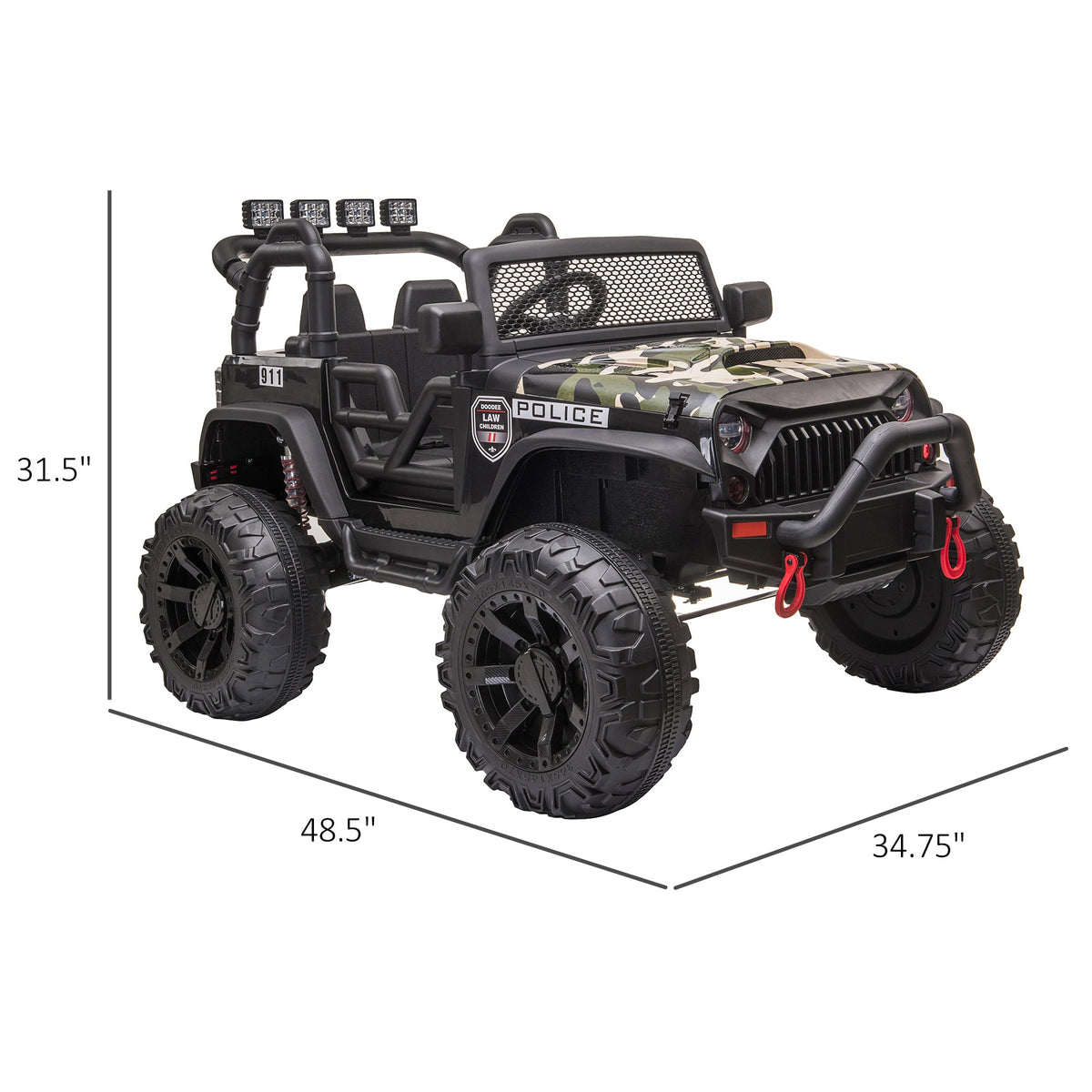 12V Battery-powered Kids Jeep Ride On Police Car with Parental Remote Camouflage