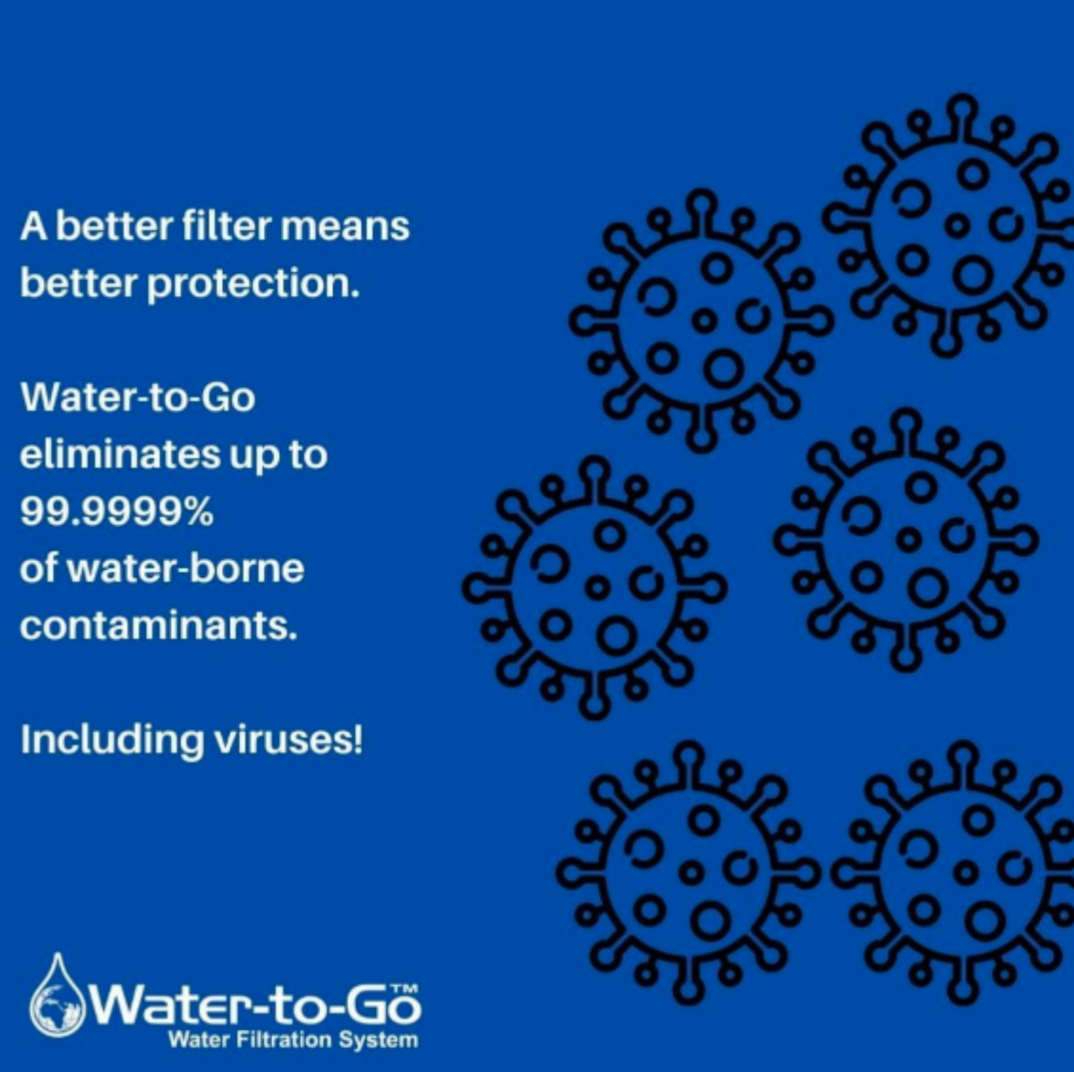 Water-to-Go 750 mL Water Purification Filter Bottle | Removes Waterborne Viruses!