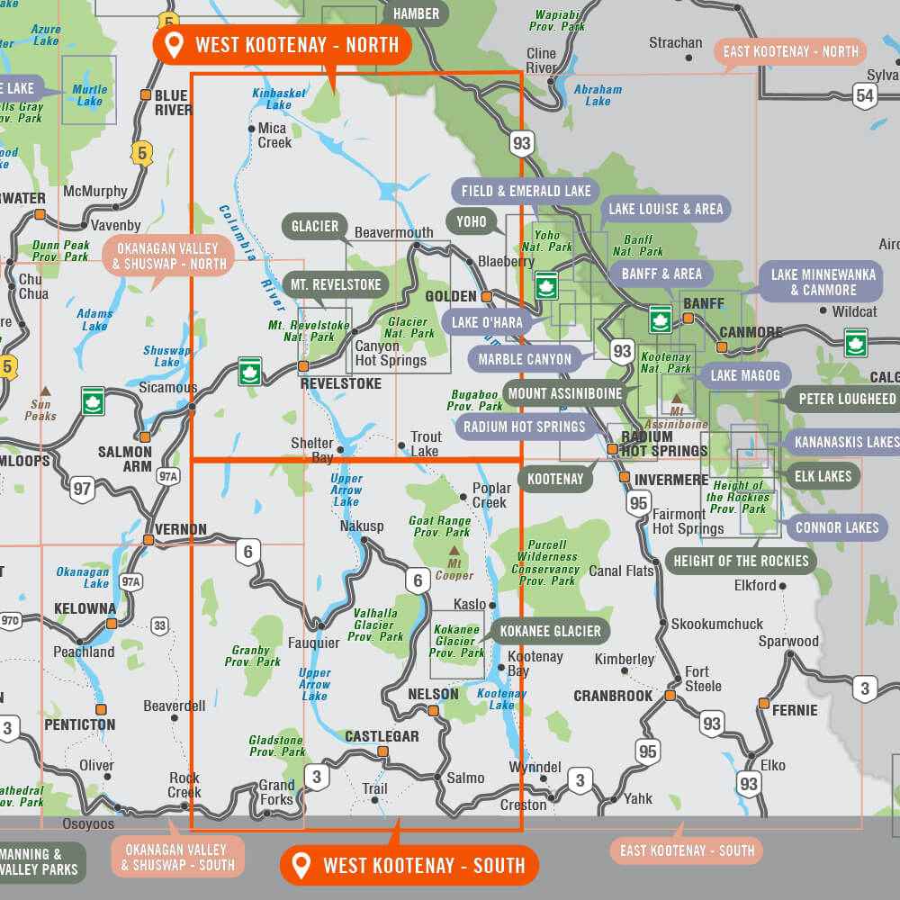 West Kootenay BC - Recreation Map