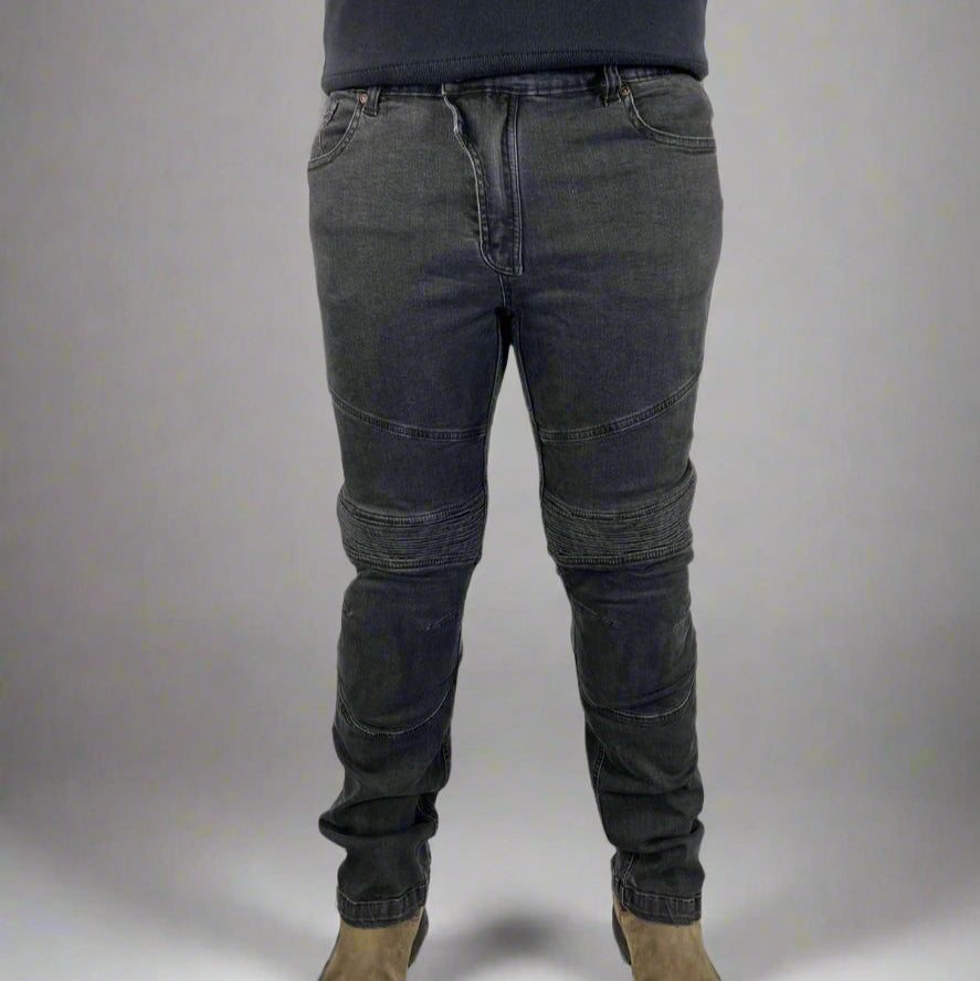 Men’s Armored Motorcycle Riding Jeans. CE-Certified Knee & Hip Armor Denim