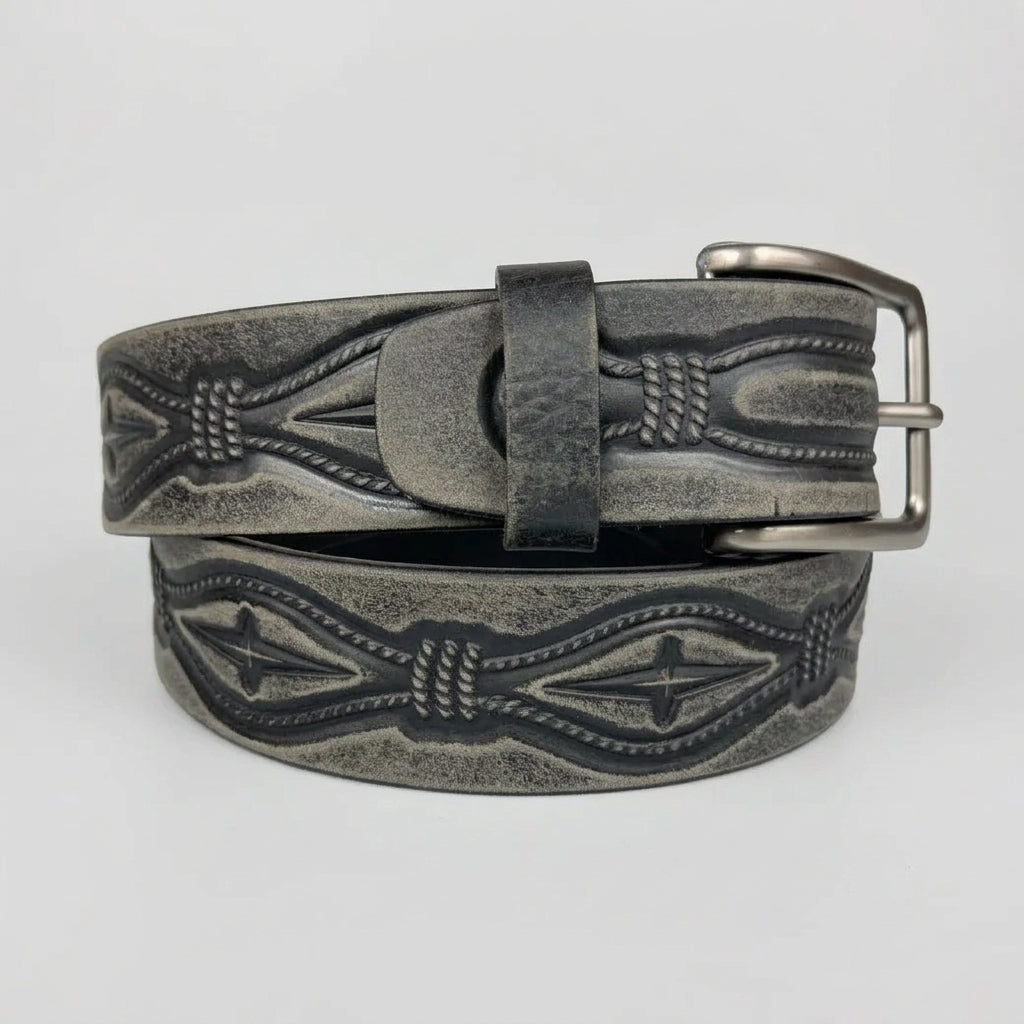 Keldon Men's Grain Leather Embossed Belt with Removable Buckle